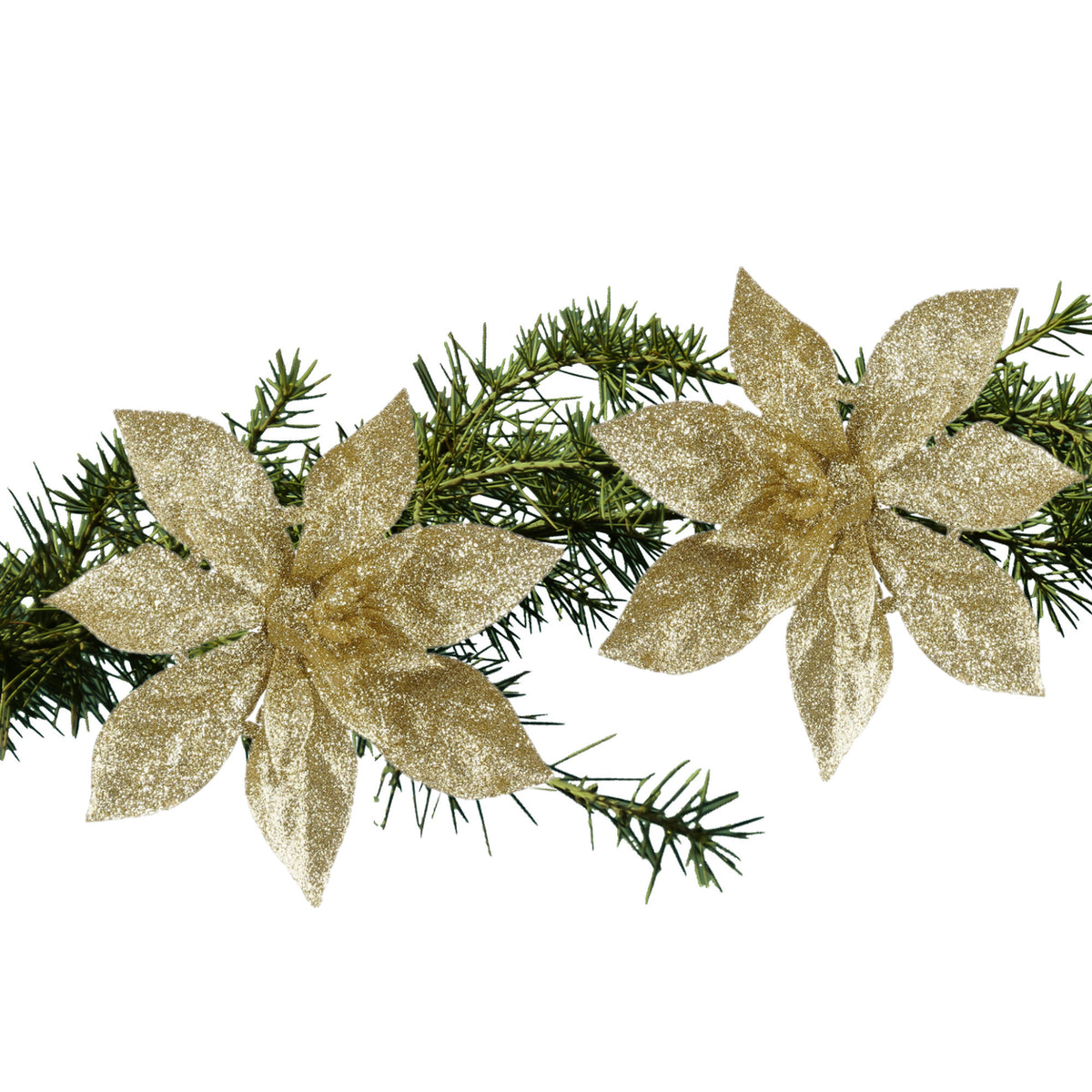 kerstboom-bloemen-op-clip-2x-stuks-goud-15-cm-polystyreen-kerstornamenten_10439809-2