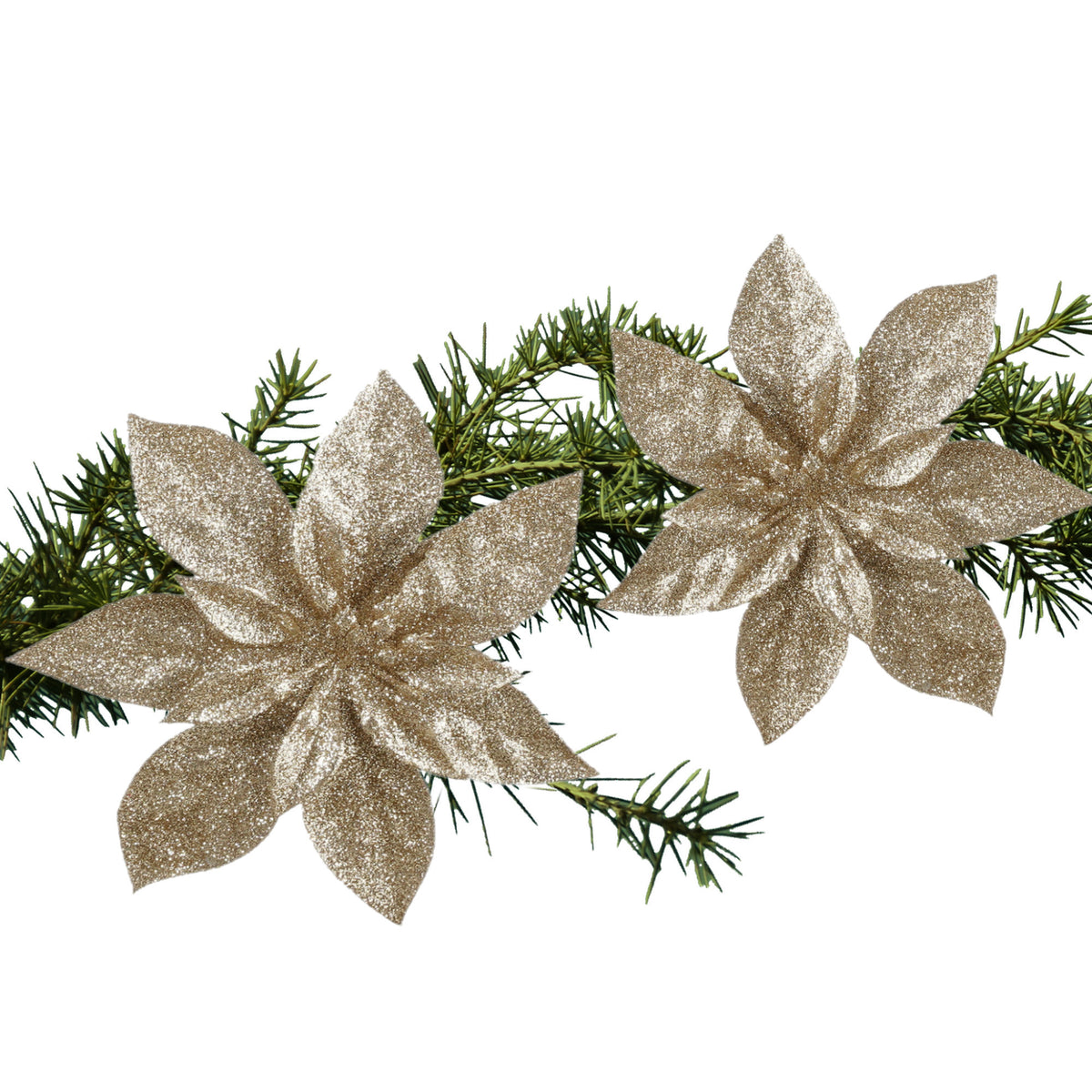 kerstboom-bloemen-op-clip-2x-stuks-champagne-15-cm-polystyreen-kerstornamenten_10439812-1