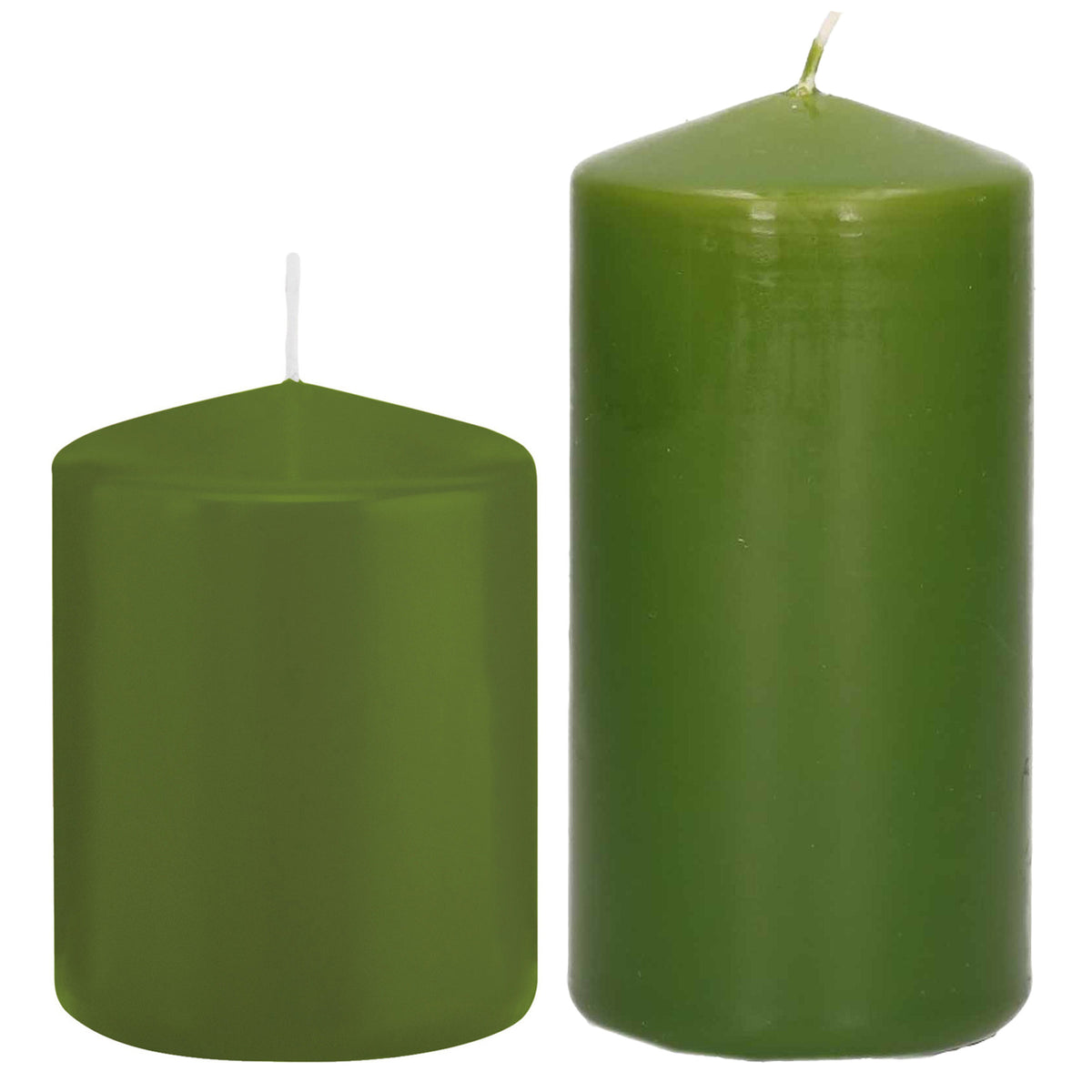 stompkaarsen-set-van-2x-stuks-olijfgroen-8-en-12-cm_10365837
