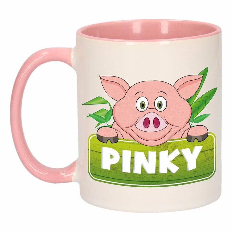 kinder-varkens-mok--beker-pinky-roze--wit-300-ml_10097857