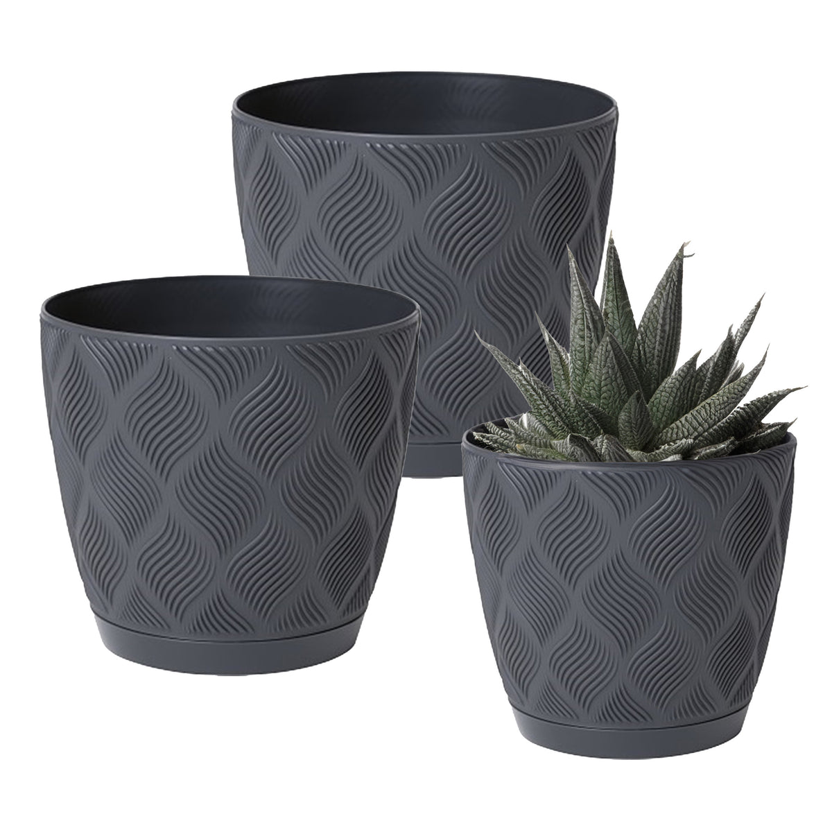 form-plastic-plantenpot-set-new-age-3x-stuks-kunststof-antraciet-met-schotel_10446864