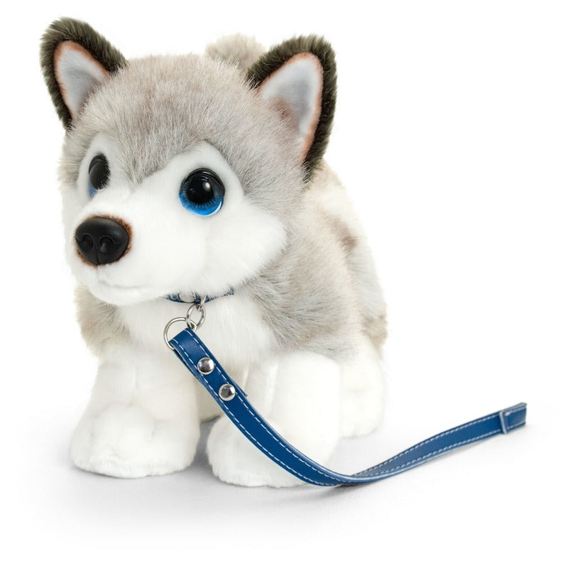 Keel Toys Husky Plush - on leash - grey/white - dog stuffed animal - 30 cm
