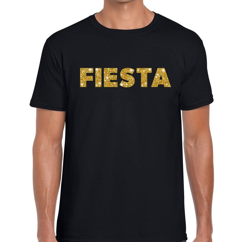 fiesta-gouden-glitter-tekst-tshirt-zwart-heren_10146876