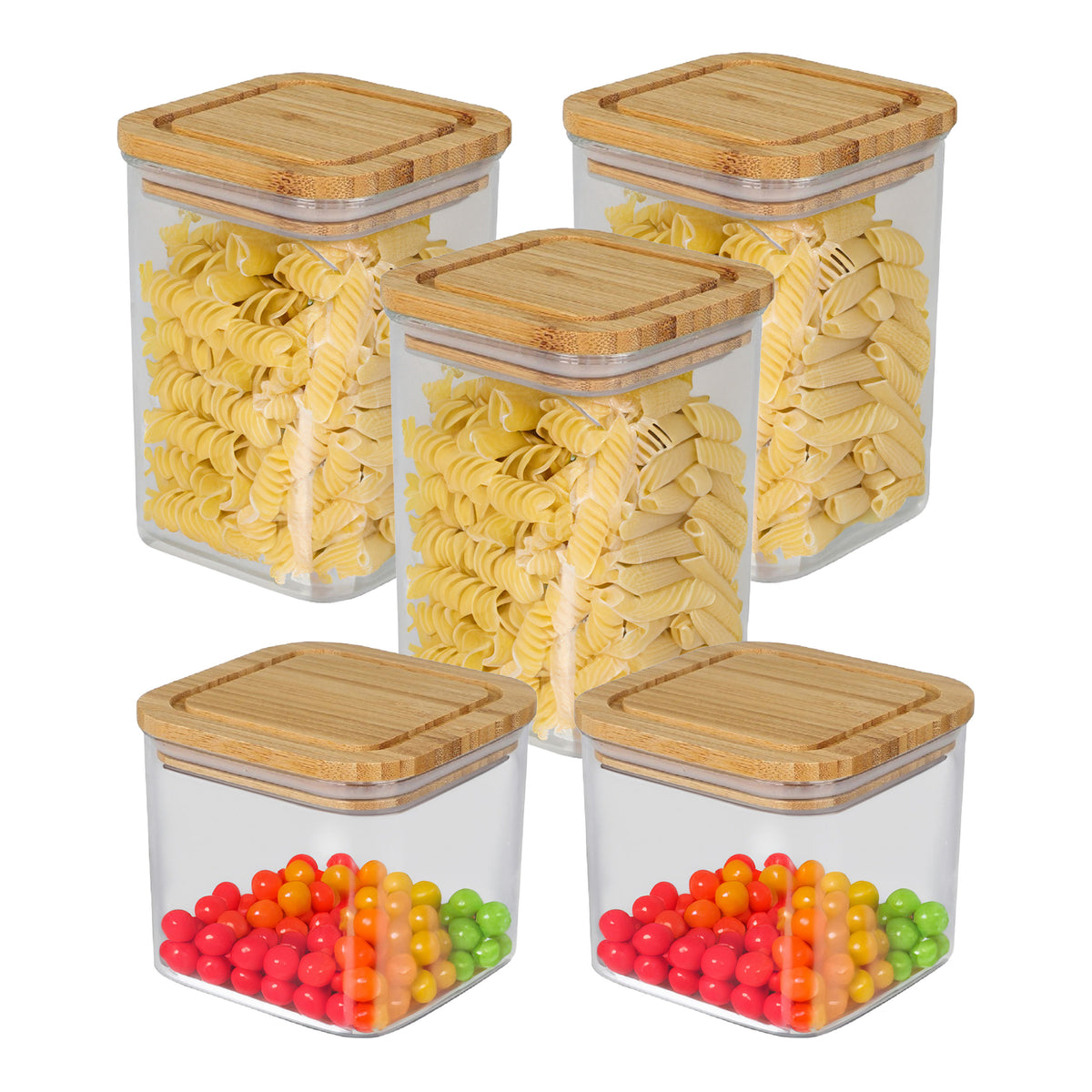bambou-co-keuken-voorraadpotten-5x-stuks-08l-1l-kunststof-bamboe-met-luchtdichte-deksel_10431878