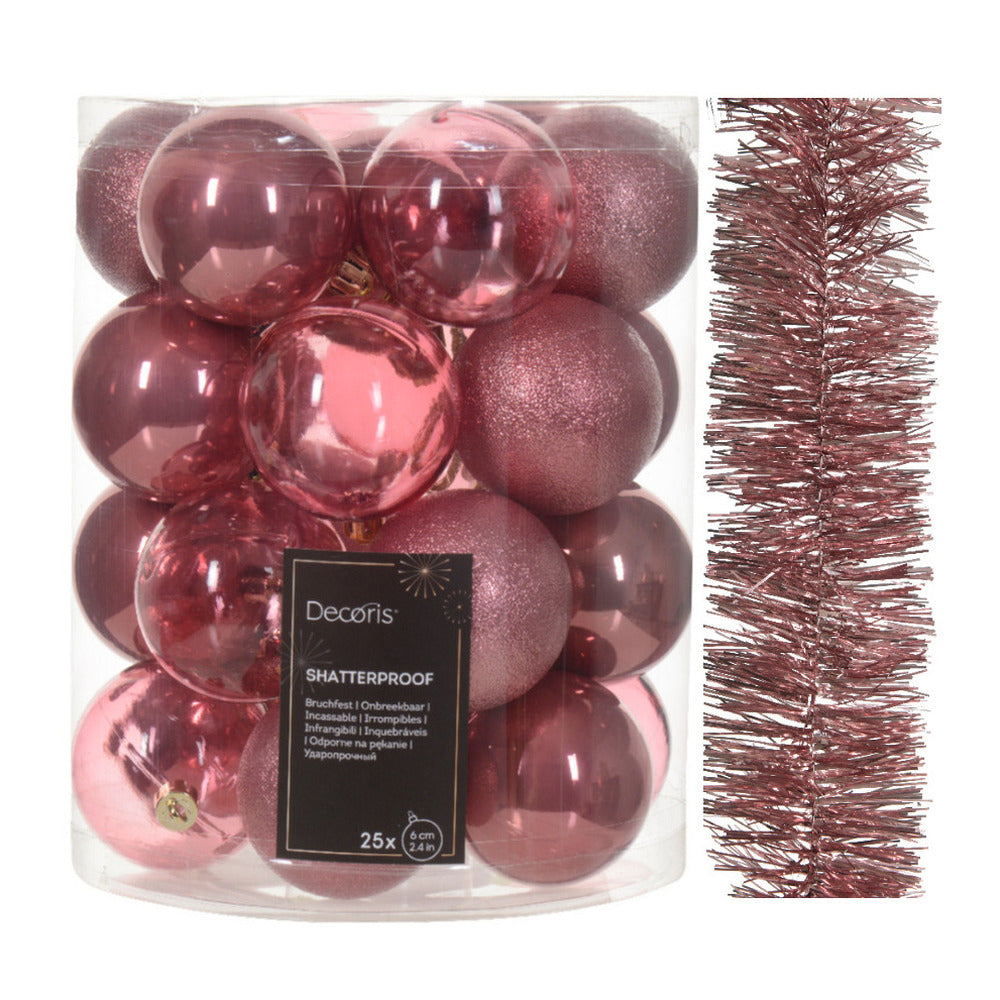 kerstversiering-set-oudroze-kerstballen-6-cm-en-kerstslinger-kunststof_10398892