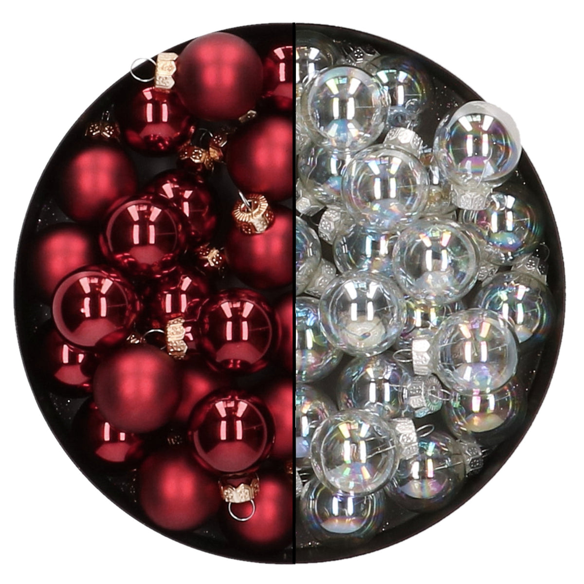 mini-kerstballen-48x-st-transparant-parelmoer-en-donkerrood-25-cm-glas_10397900