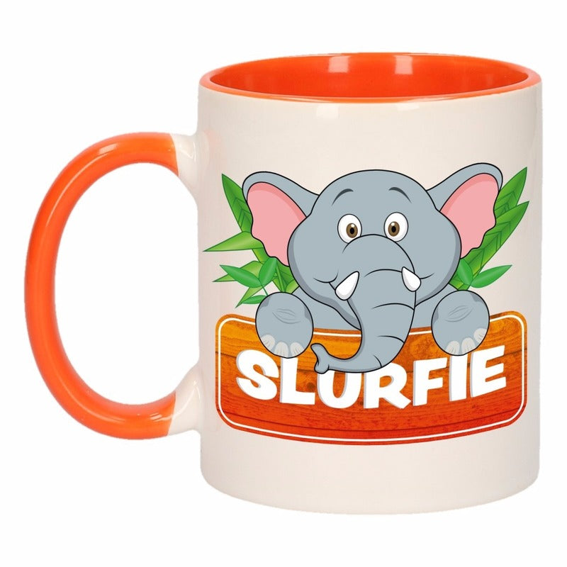 kinder-olifanten-mok--beker-slurfie-oranje--wit-300-ml_10097900