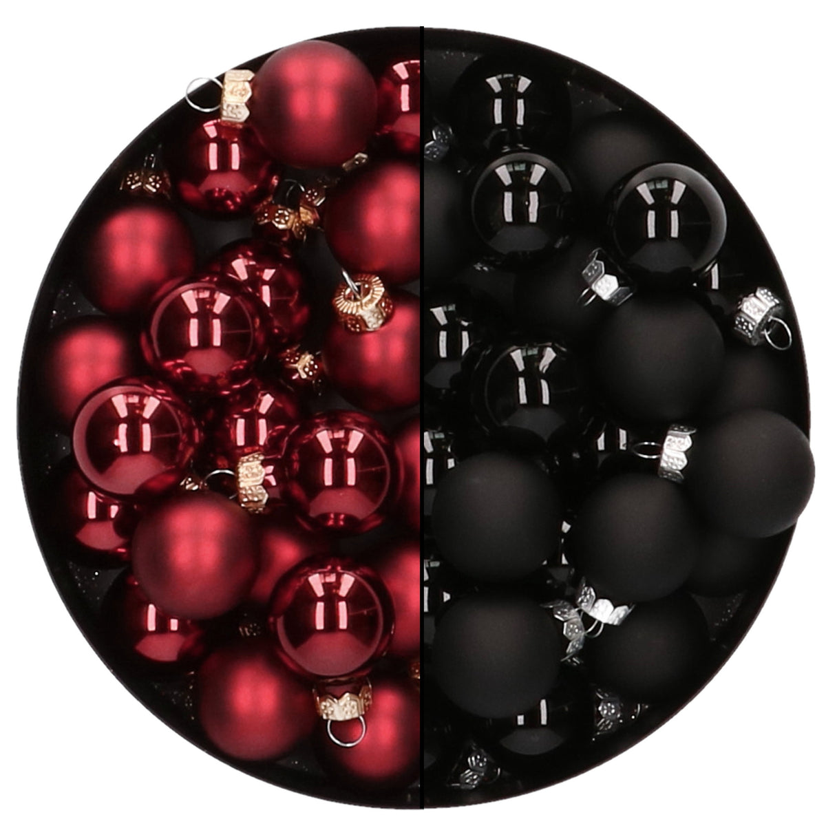 mini-kerstballen-48x-st-donkerrood-en-zwart-25-cm-glas_10397903