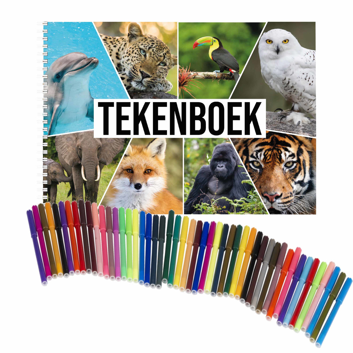 schetsboek-dieren-liefhebbers-a4-50-paginas-met-50-viltstiften_10249906