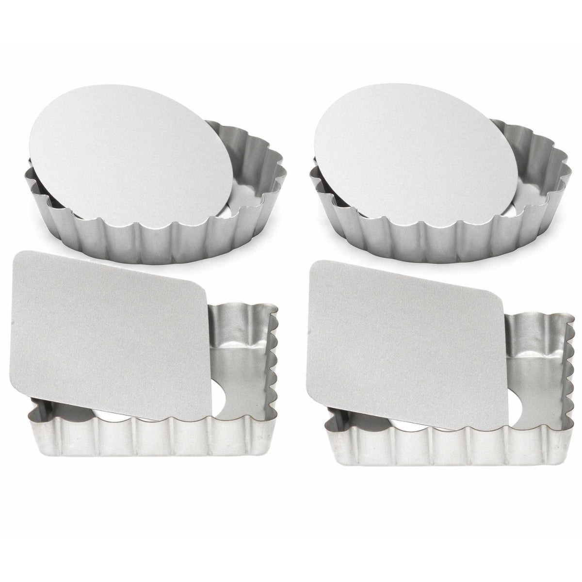 set-van-4x-mini-taart-quiche-bakvormen-vierkant-en-rond-zilver-10-cm_10281932