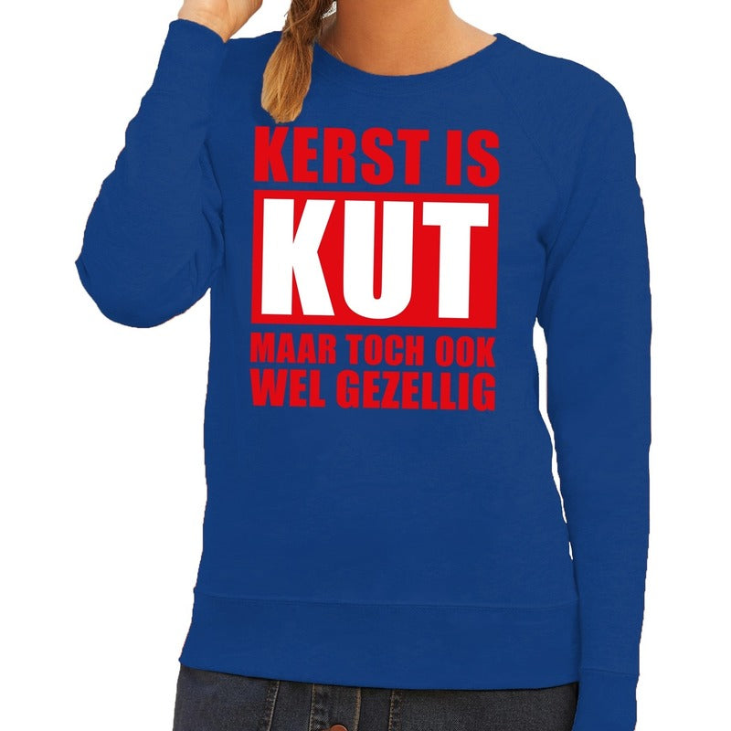 bellatio-decorations-foute-kersttrui-kerst-is-kut-maar-toch-ook-wel-gezellig-blauw-voor-dames_10130939