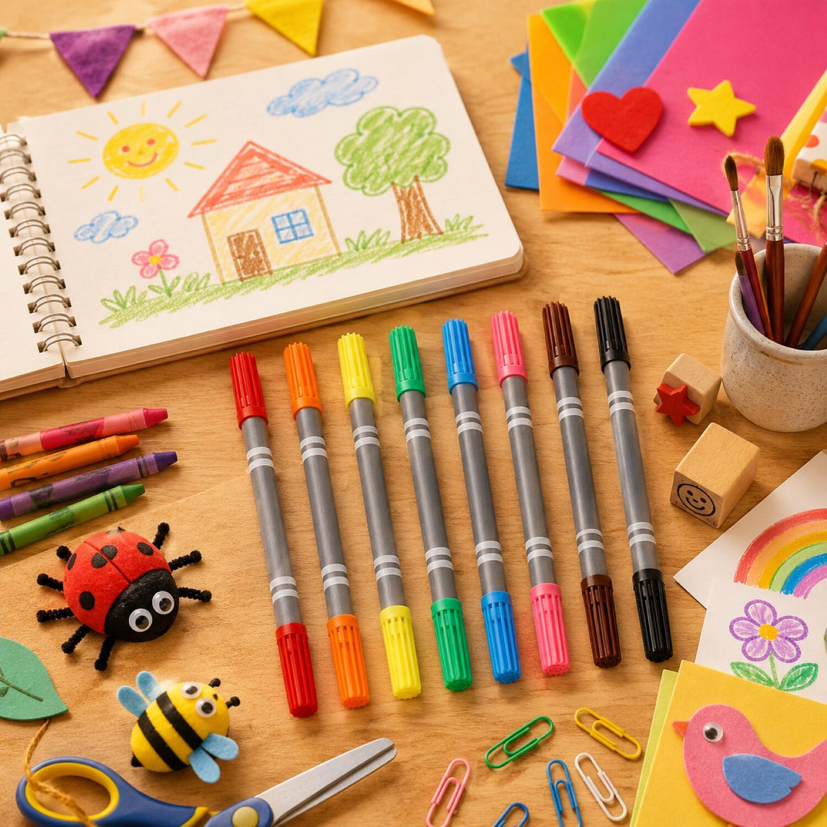 free-easy-dubbele-viltstiften-duo-stiften-8x-stuks-dubbelzijdig-dikke-en-dunne-punt-kleu_10500963-5