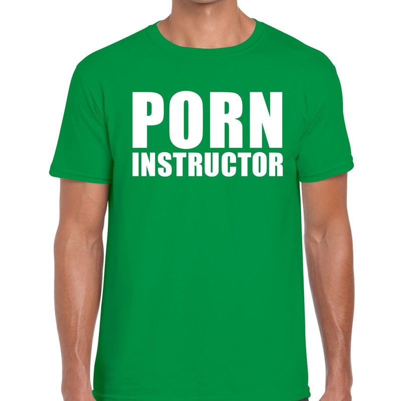 porn-instructor-tekst-tshirt-groen-heren_10141968