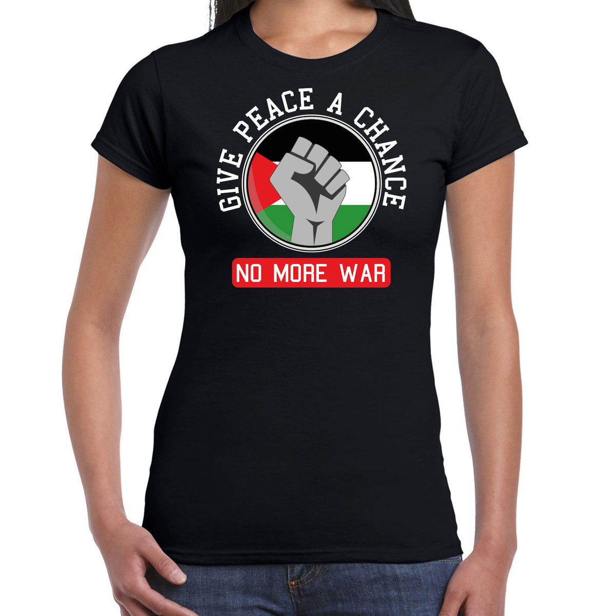 protest-tshirt-voor-dames-palestina-give-peace-a-chance-no-more-war-zwart-vrede_10425983