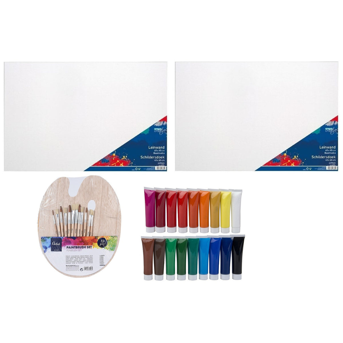 hobby-speelgoed-set-2x-schildersdoeken-50-x-70-cm-met-palet-18x-tubes-verf-en-12-kwasten_10320989