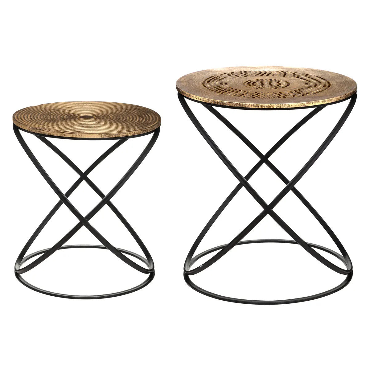 atmosphera-bijzettafels-set-van-2x-stuks-koper-zwart-metaal-mdf-h39-en-h45-cm_10476995-2